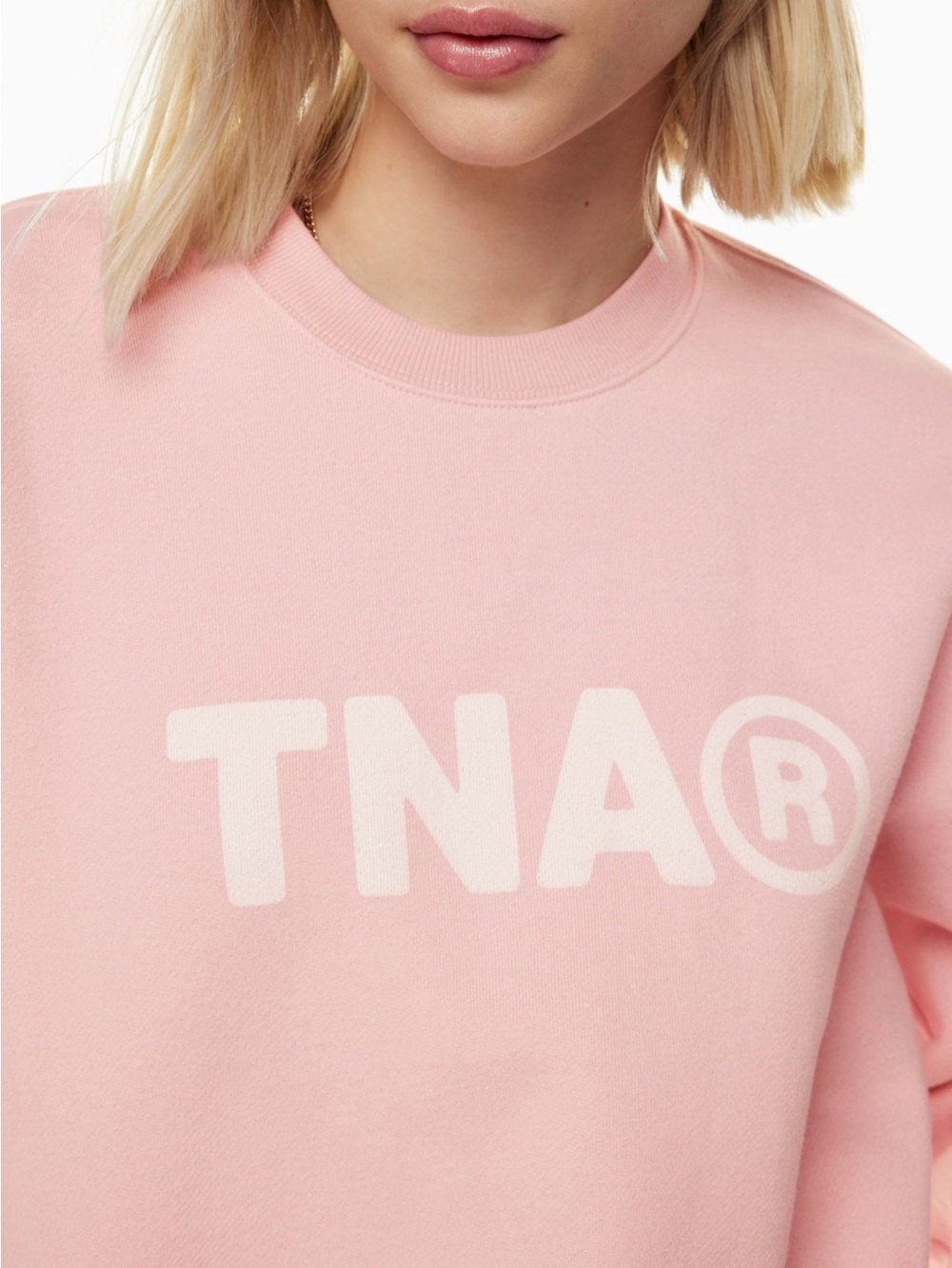 Aritzia TNA Cozy Fleece Boyfriend Crew Sweatshirt - Heather Pink Sweater - Picture 8 of 8